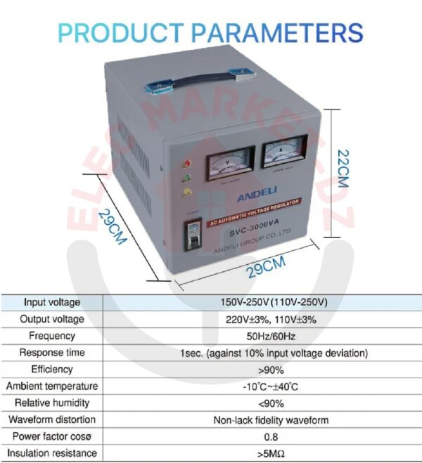 ANDELI Stabilisateur de tension 3kva – SVC-3KVA – Image 4