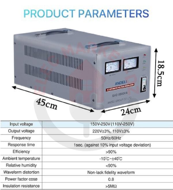 ANDELI Stabilisateur de tension 5kva – SVC-5KVA – Image 3