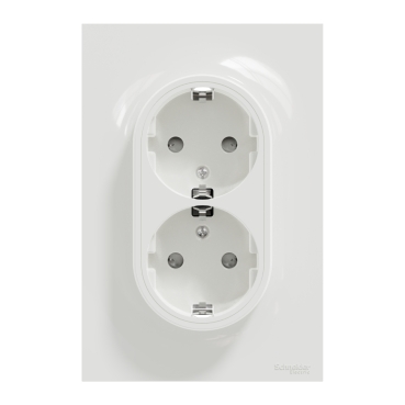 SCHNEIDER Odace Prise de courant double 2P+T blanc - S521087 – Image 2