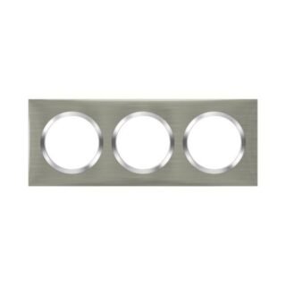 LEGRAND Dooxie Plaque carrée 3 postes finition effet inox brossé – 600873